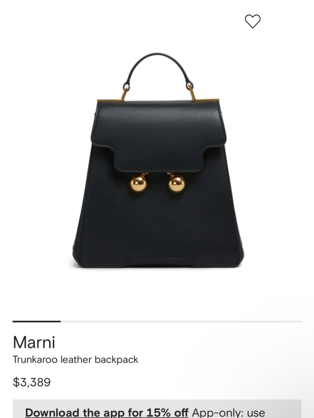 Marni Black Trunkaroo Leather Mini Backpack with Gold Hardware